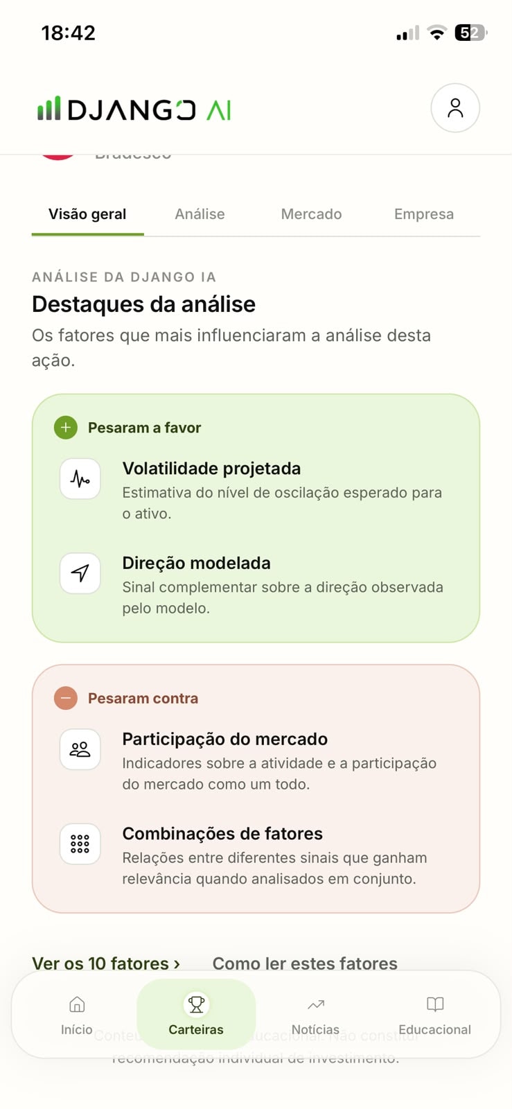 Django AI, destaques da análise: fatores que pesaram a favor e contra a ação, explicados pela Django IA.